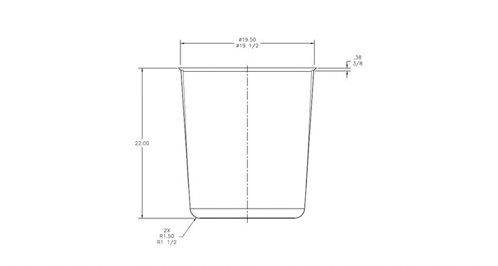 LR210N - 22 Gallon Liner CAD Drawing