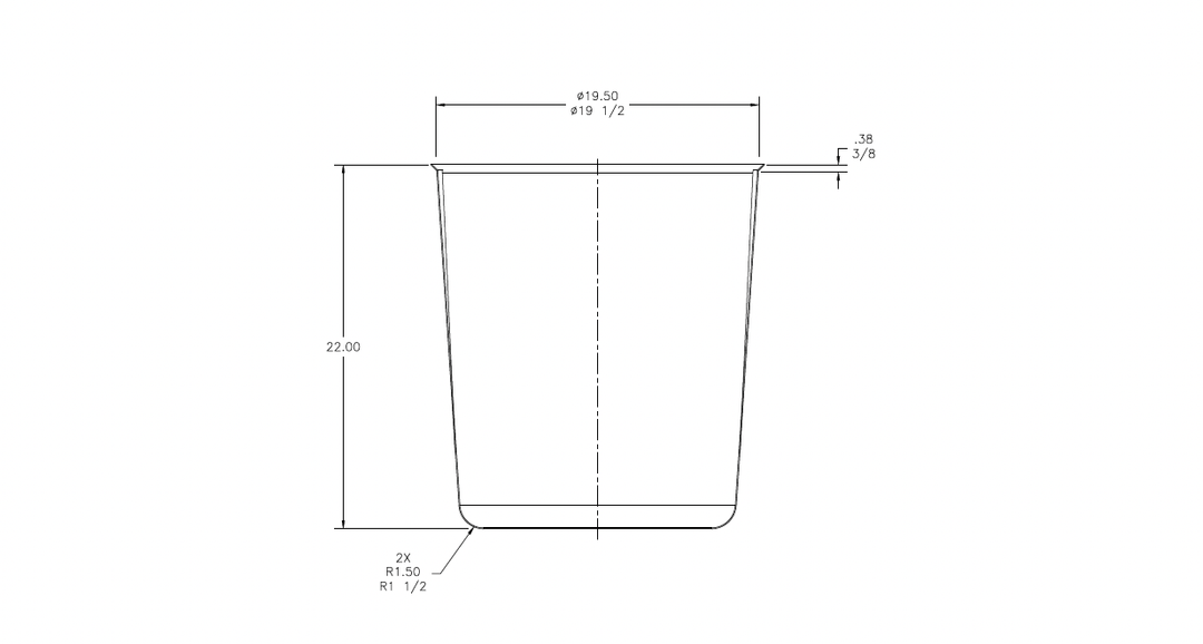 LR210N - 22 Gallon Liner CAD Drawing