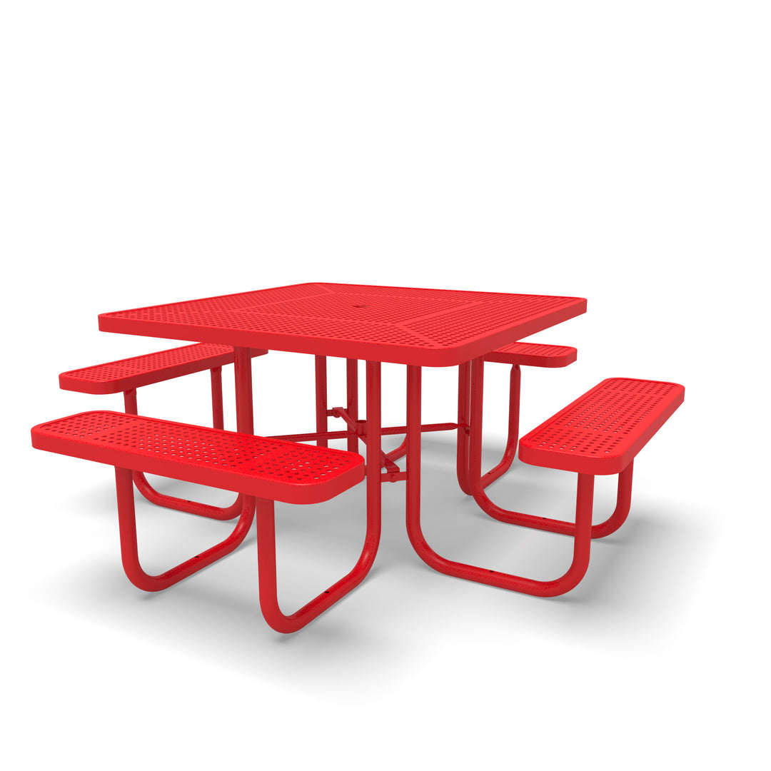 Signature Perforated  Square Picnic Table with Umbrella Brace