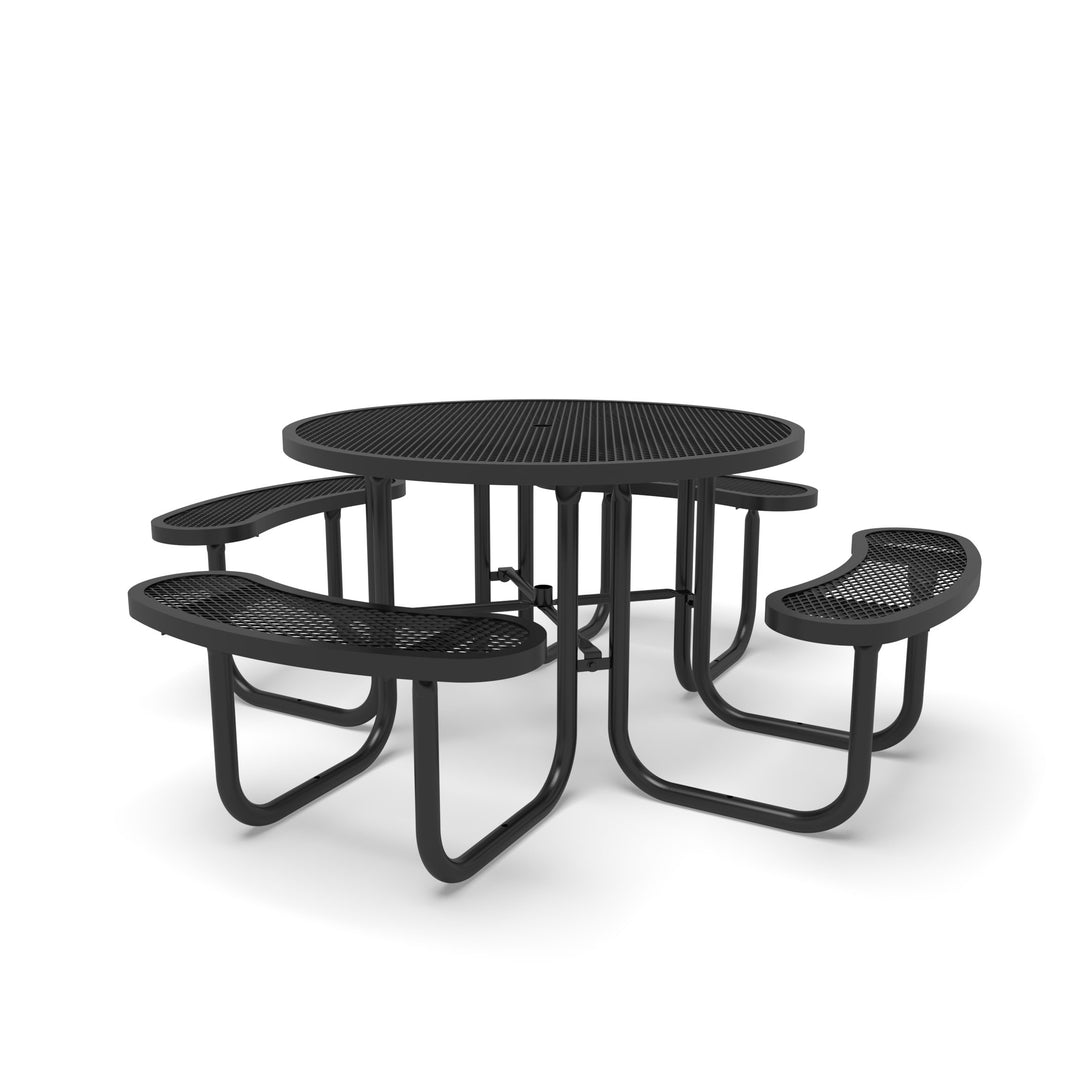 Signature Diamond Round Picnic Table with Umbrella Brace