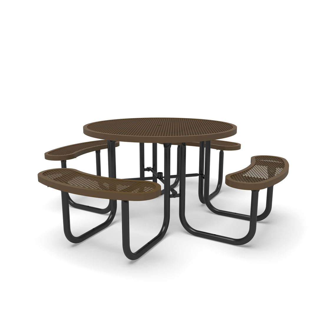 Signature Diamond Round Picnic Table with Umbrella Brace