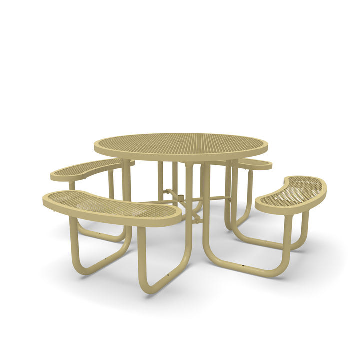 Signature Diamond Round Picnic Table with Umbrella Brace