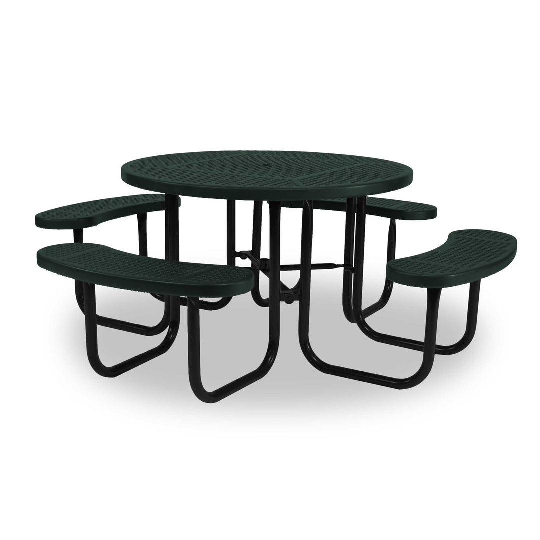 Signature Perforated  Round Picnic Table with Umbrella Brace
