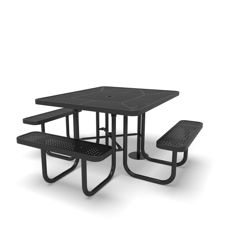 Signature Perforated ADA Round Picnic Table with Umbrella Brace