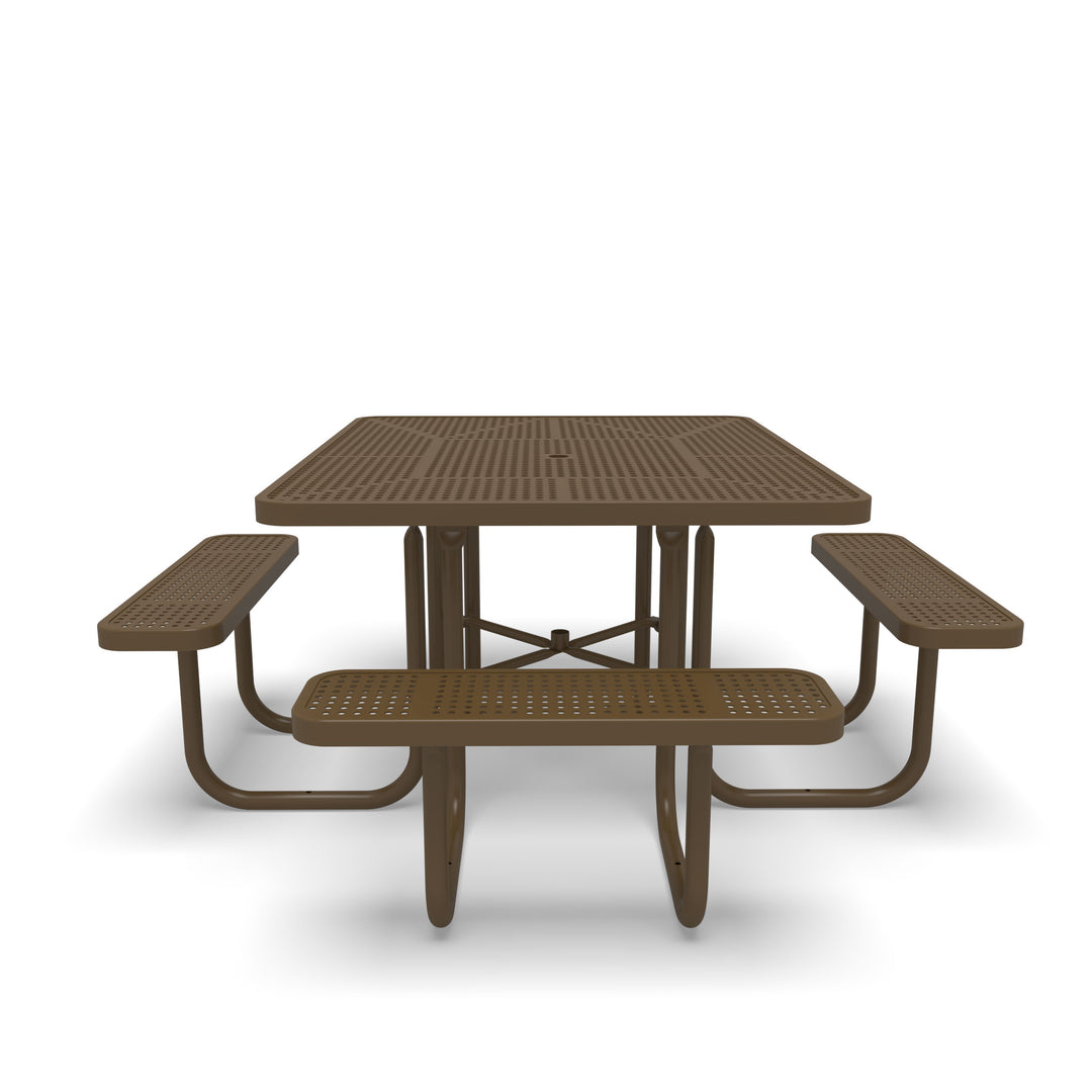 Signature Perforated ADA Round Picnic Table with Umbrella Brace