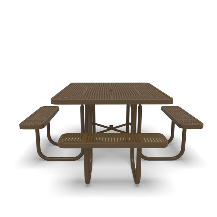 Signature Perforated ADA Round Picnic Table with Umbrella Brace