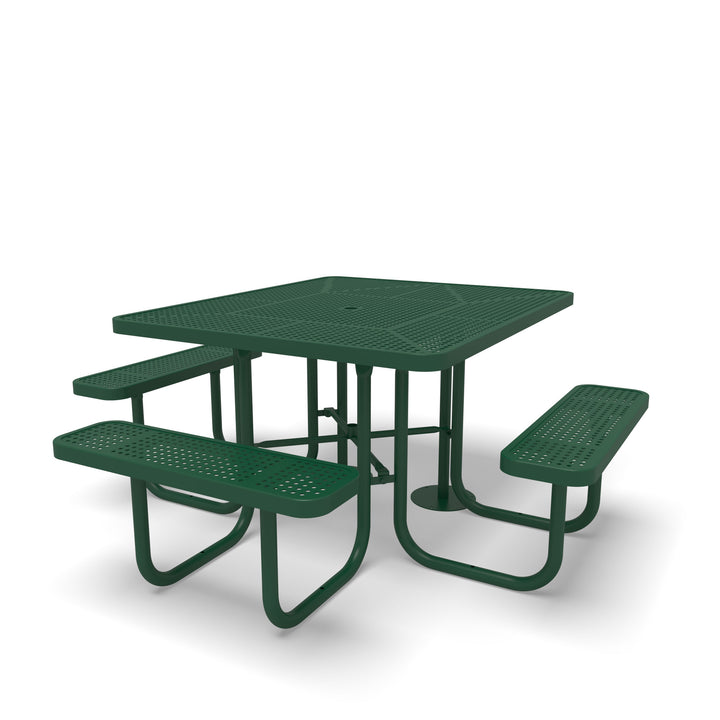 Signature Perforated ADA Round Picnic Table with Umbrella Brace