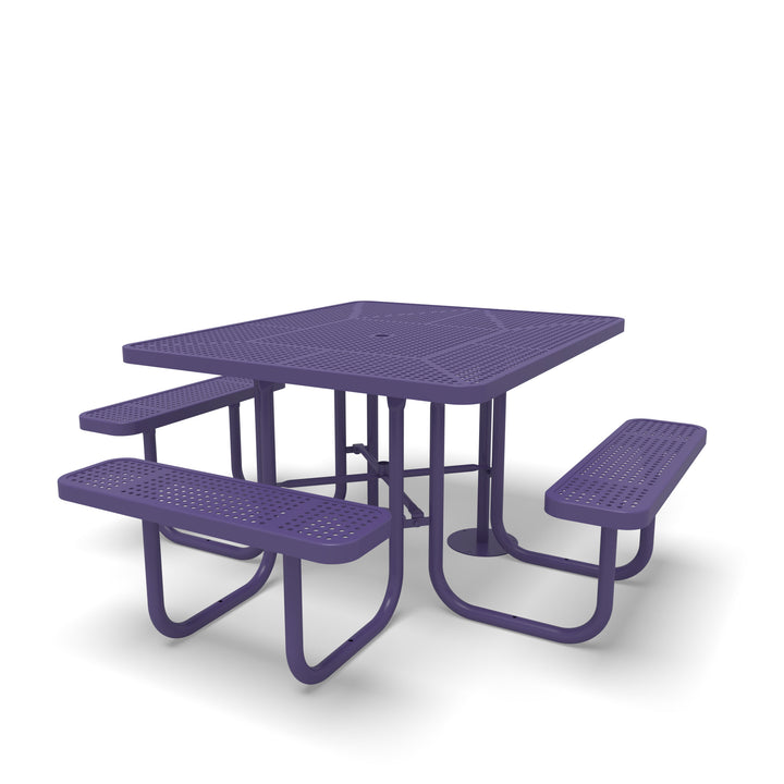 Signature Perforated ADA Round Picnic Table with Umbrella Brace