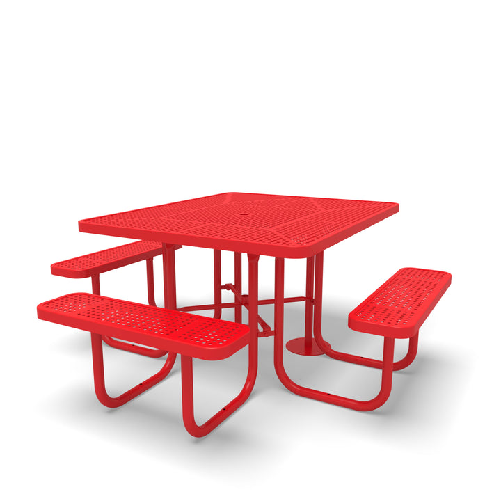 Signature Perforated ADA Round Picnic Table with Umbrella Brace
