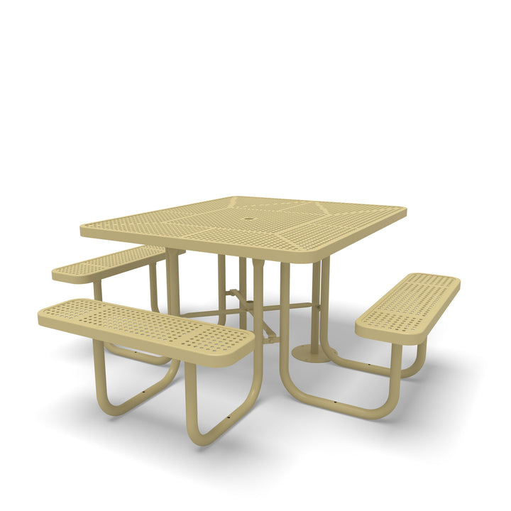 Signature Perforated ADA Round Picnic Table with Umbrella Brace