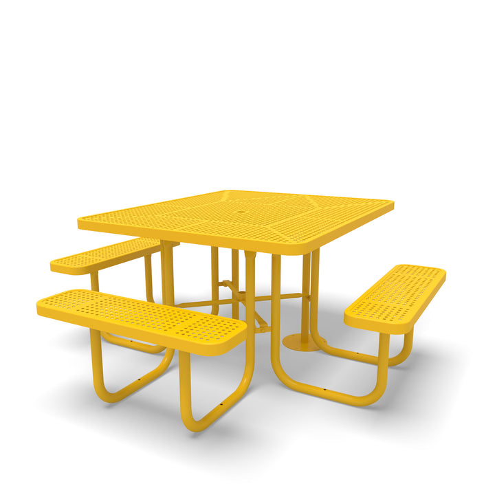 Signature Perforated ADA Round Picnic Table with Umbrella Brace