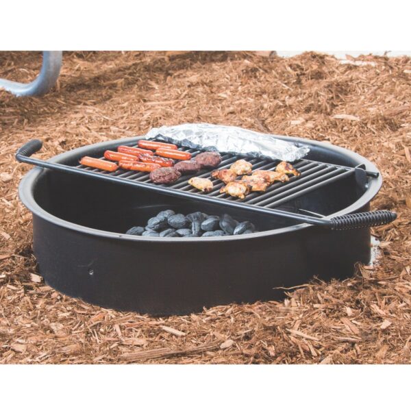 outdoor cooking with a fire ring and grilling grate